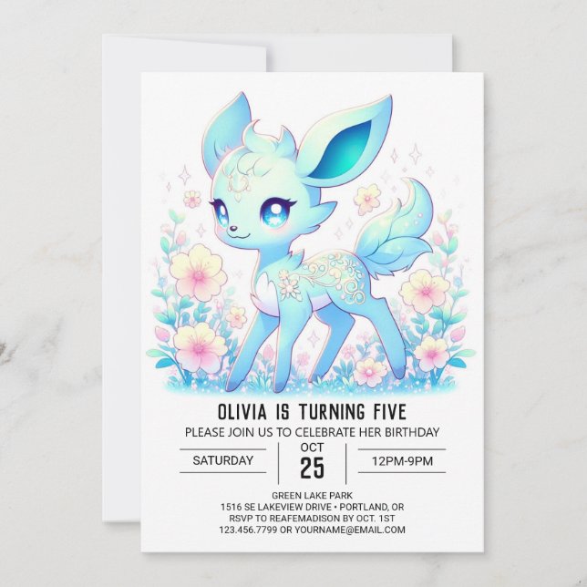 Fantasy Adorable Deh Digital Geburtstag Einladung (Vorderseite)