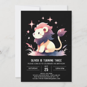 Fantasy Adorable Lion Birthday Einladung