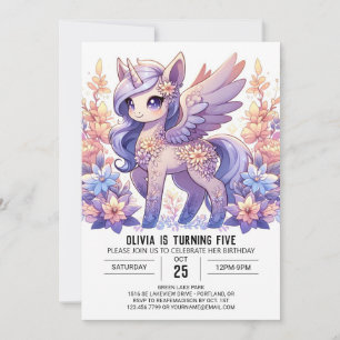 Fantasy Adorable Unicorn Digital Geburtstag Einladung