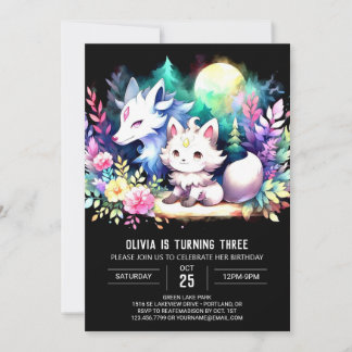 Fantasy Adorable Wolf Geburtstag Einladung