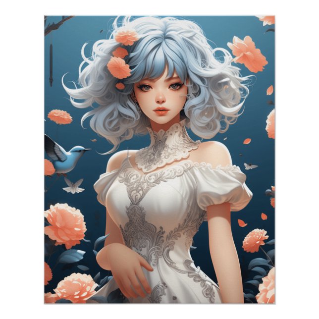 Fantasy AI Art Anime Dreams: Little Black Dress Poster (Vorderseite)