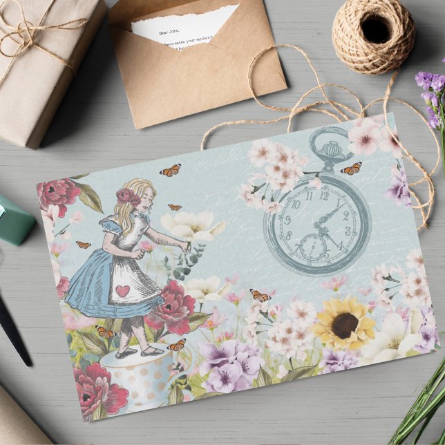Fantasy Alice im Wunderland Magische Blumenwiese Seidenpapier (Von Creator hochgeladen)