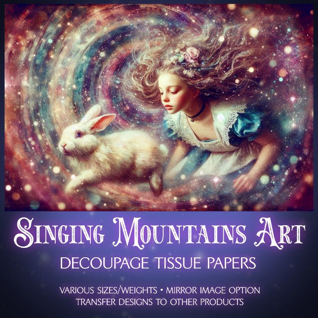 Fantasy Alice Spiralling Into Wonderland Decoupage Seidenpapier (Von Creator hochgeladen)