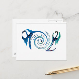 Fantasy Animal Blue Dragons Postkarte