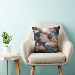Fantasy Anime Girl and Carps Kissen