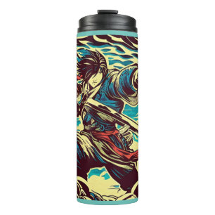 Fantasy Anime Hero 1 - Japanischer Holzschnitt Thermosbecher