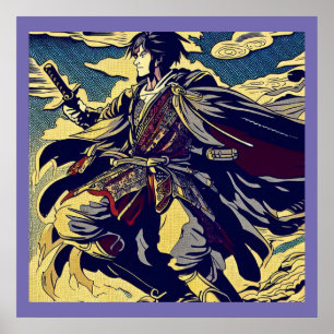 Fantasy Anime Hero 2 - Japanischer Holzschnitt Poster