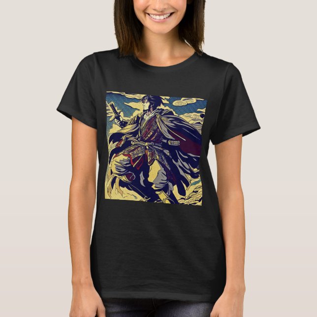 Fantasy Anime Hero 2 - Japanischer Holzschnitt T-Shirt (Vorderseite)