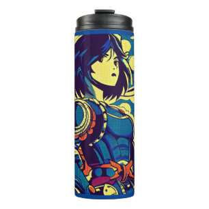 Fantasy Anime Hero 3 - Japanischer Holzschnitt Thermosbecher