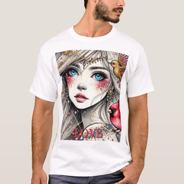 Fantasy Anime Manga Girl Asuka Tshirt Ruby (Vorderseite)