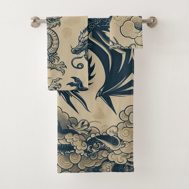 Fantasy Antike Drachen Badhandtuch Set (Insitu)