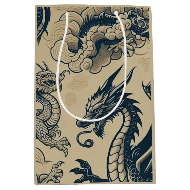 Fantasy Antike Drachen Mittlere Geschenktüte (Vorderseite)