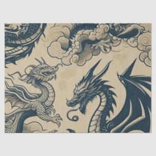 Fantasy Antike Drachen Seidenpapier