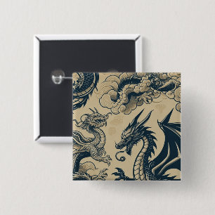 Fantasy Antiqued Drachen Button
