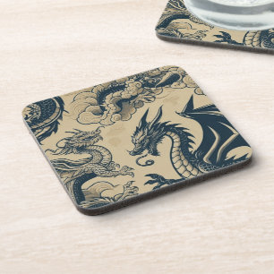 Fantasy Antiqued Drachen Getränkeuntersetzer