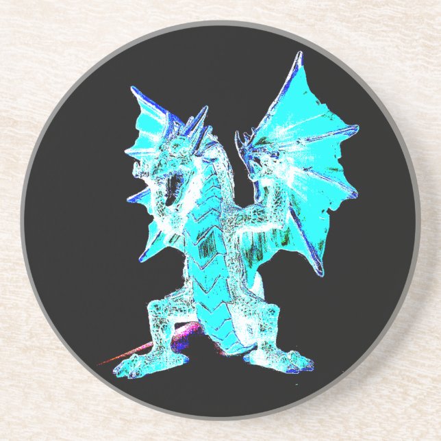 Fantasy Aqua Blue Dragon Sandstone Untersetzer (Vorne)