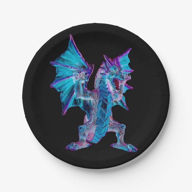 Fantasy Aqua Dragon Pappteller (Vorderseite)