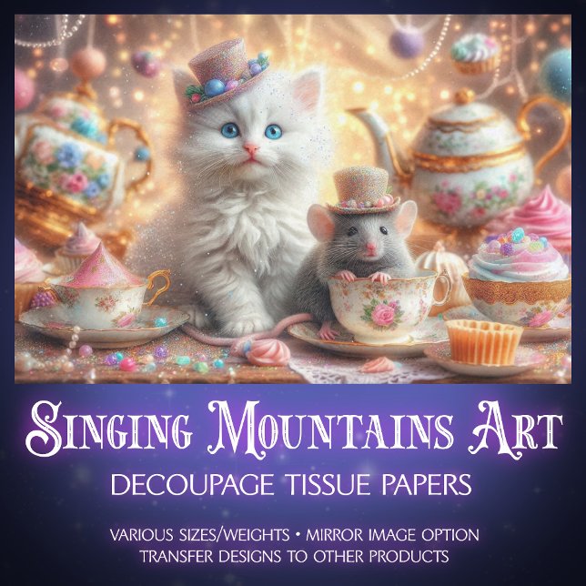 Fantasy Art Cat and Mouse Tee Party Entdecken Seidenpapier (Von Creator hochgeladen)