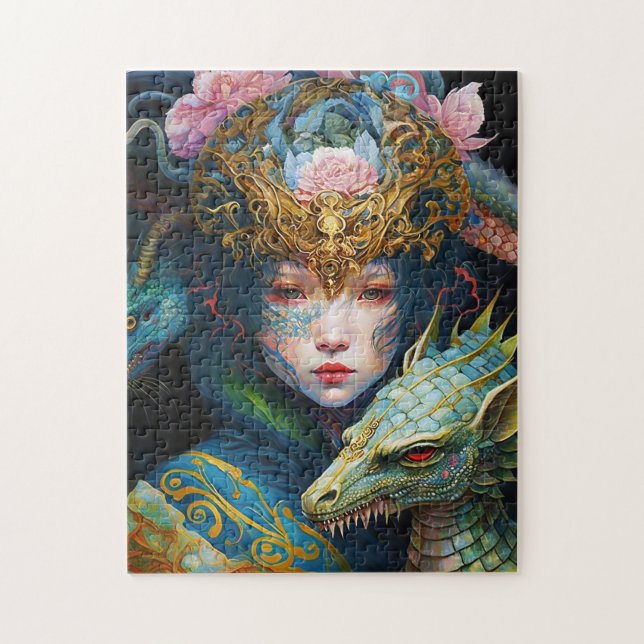 Fantasy Art Dragon Goddess Queen Jigsaw Puzzle (Vertikal)
