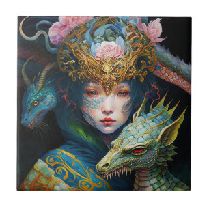 Fantasy Art Dragon Goddess Queen Keramik Tile Fliese