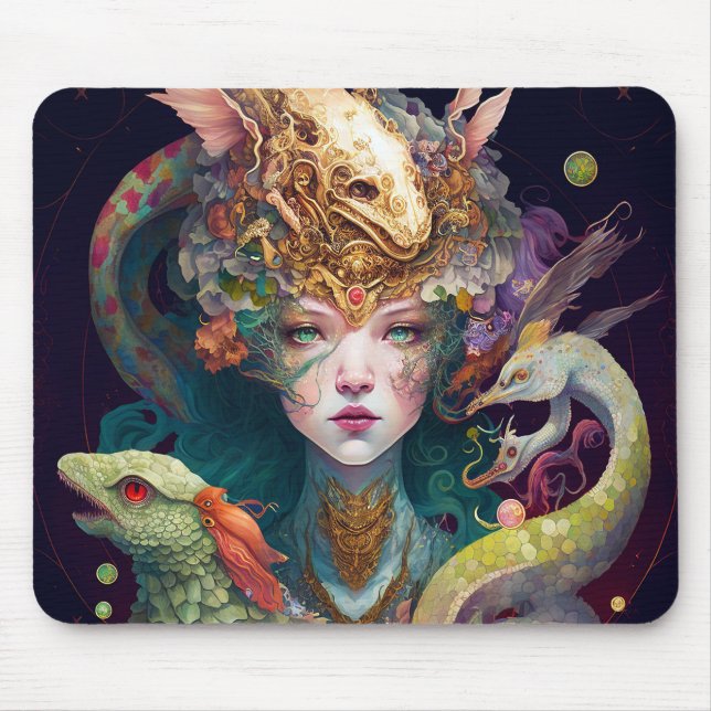 Fantasy Art Dragon Goddess Queen Mousepad (Vorne)