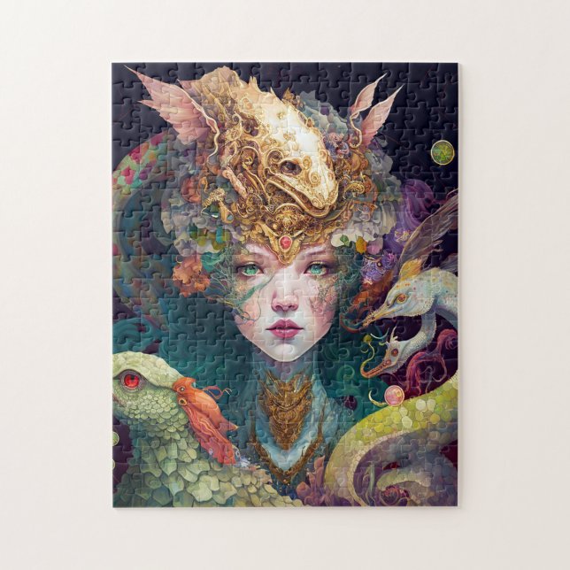 Fantasy Art Dragon Goddess Queen Puzzle (Vertikal)