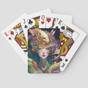 Fantasy Art Dragon Goddess Queen Spielkarten