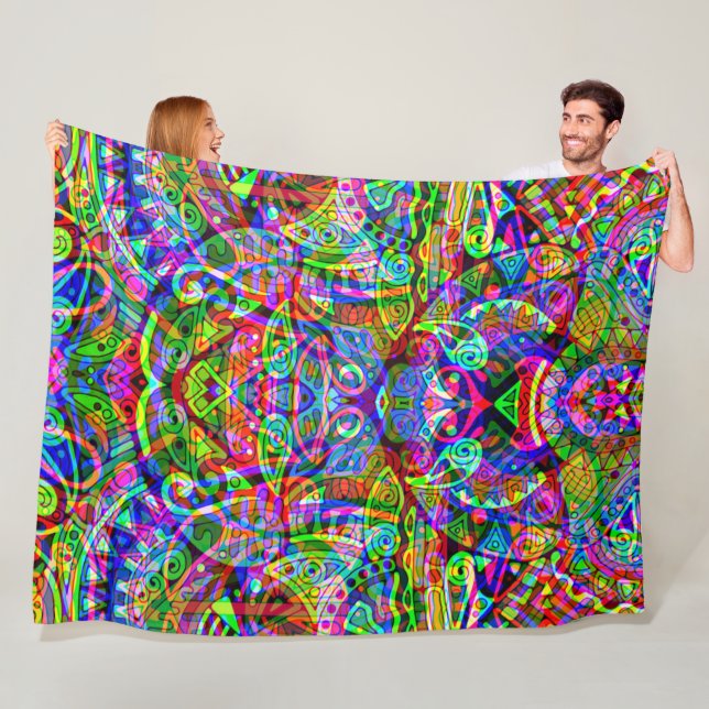 Fantasy Art skizzieren - Abstrakt Neon Shift 3 Fleecedecke (Beispiel)
