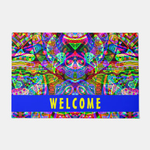 Fantasy Art skizzieren - Abstrakt Neon Shift 3 Fußmatte