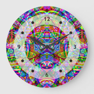 Fantasy Art skizzieren - Abstrakt Neon Shift 3 Große Wanduhr