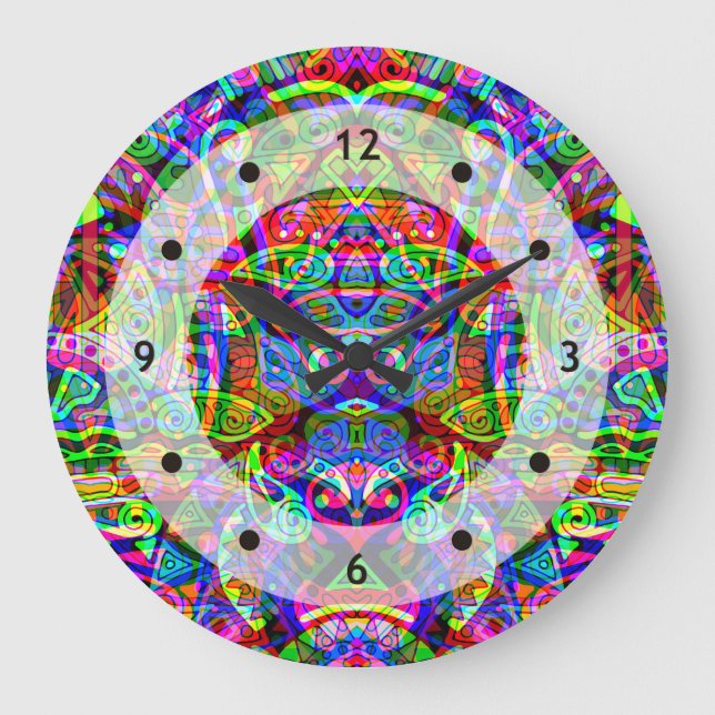Fantasy Art skizzieren - Abstrakt Neon Shift 3 Große Wanduhr (Vorderseite)