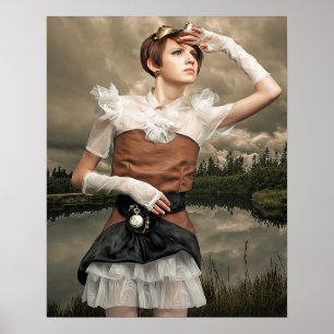 Fantasy Art Steampunk Woman Poster