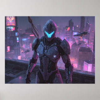 Fantasy Art - Wächter der Neon-Grenze Poster