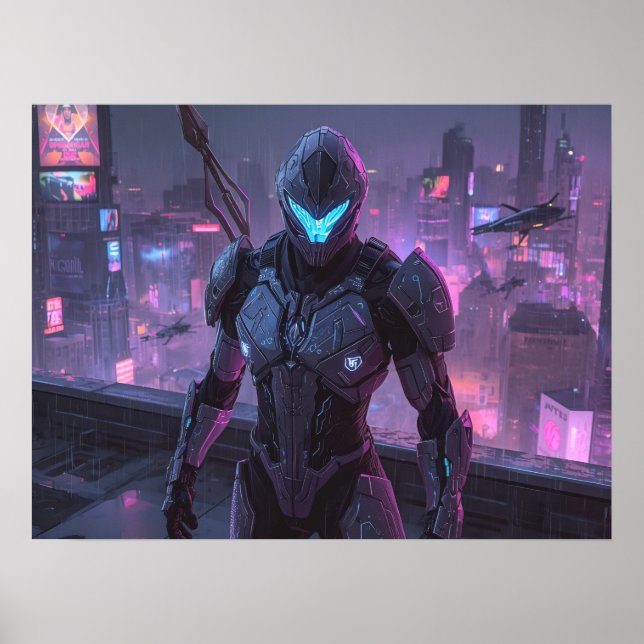 Fantasy Art - Wächter der Neon-Grenze Poster (Vorne)