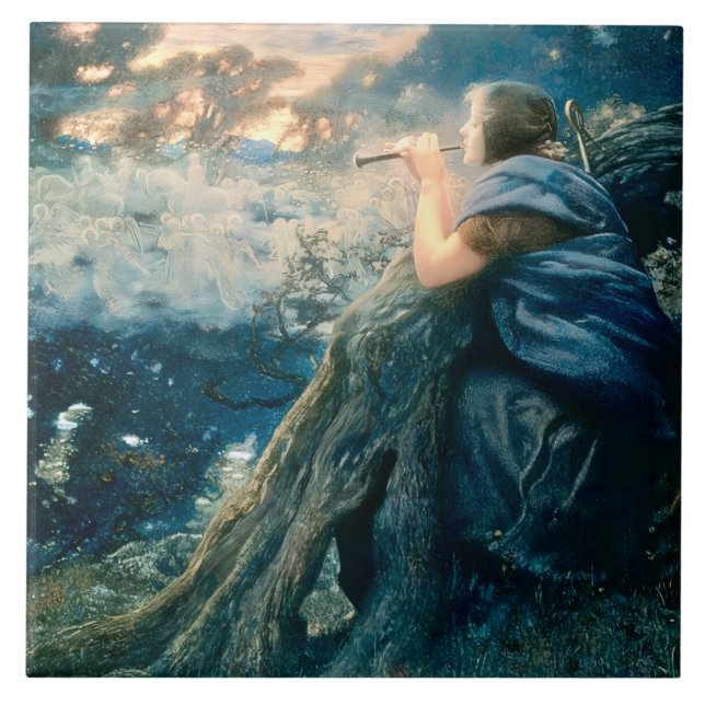"Fantasy at Twilight" von Edward Robert Hughes Fliese (Vorderseite)