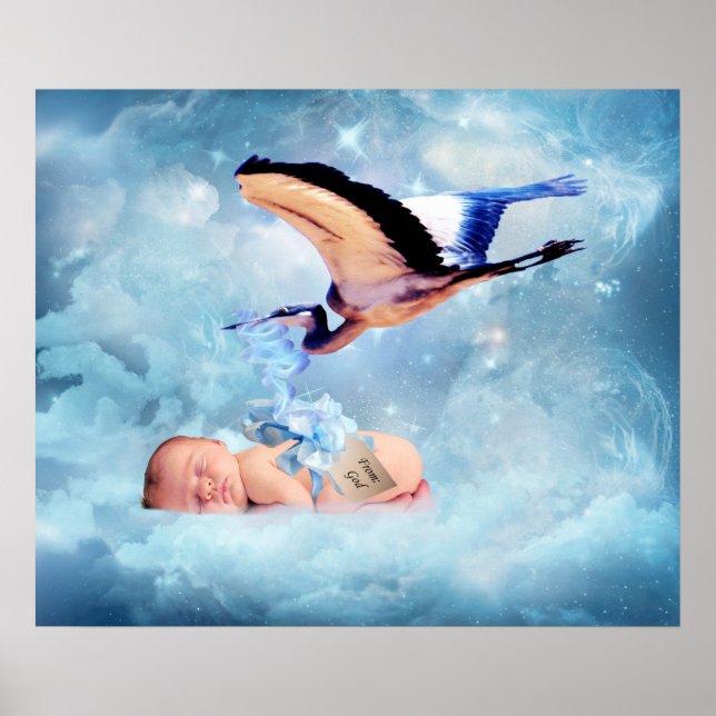 Fantasy Baby and Storch Schlafplakat Poster (Vorne)