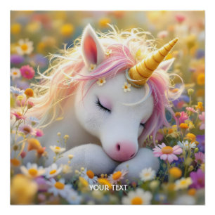 Fantasy Baby Unicorn Blume Poster