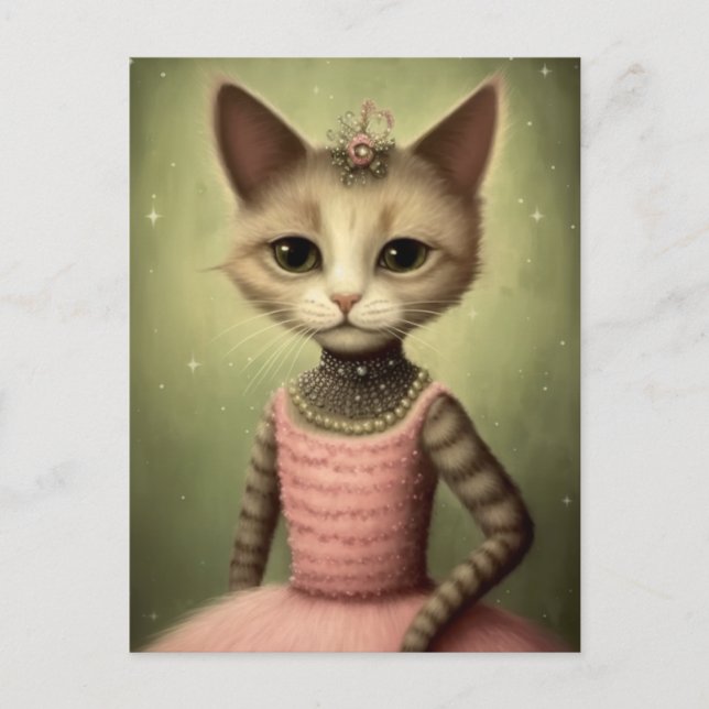 Fantasy Ballerina Cat Postkarte (Vorderseite)
