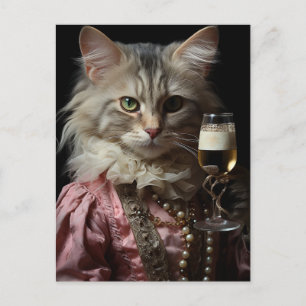 Fantasy-Ballerina-Katze Champagner Postkarte