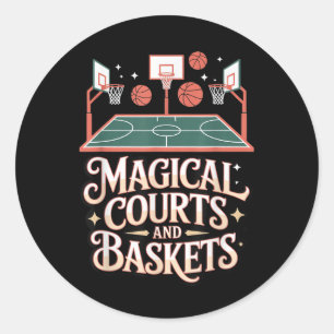 Fantasy Basketball Court Magic Entwurf Game Style Runder Aufkleber