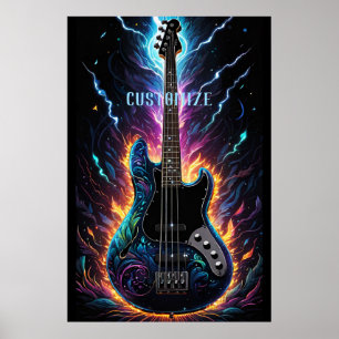 Fantasy Bassed Electric Bass Gitarre Poster