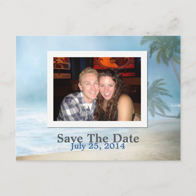 Fantasy Beach Custom Foto Wedding Save the Date Ankündigungspostkarte (Vorderseite)