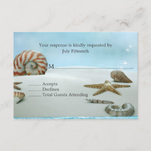 Fantasy Beach mit Muscheln Hochzeit RSVP Card