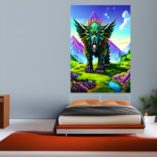 Fantasy Beast in Fantasy-Wald   AI Art Poster