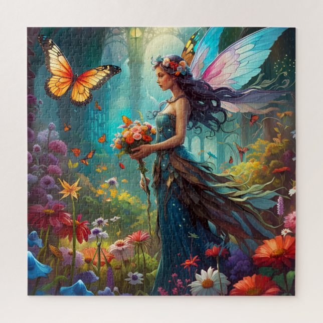 Fantasy Beautiful Butterfly Faiblume Garten Puzzle (Vertikal)