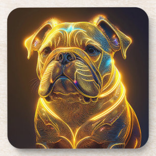 Fantasy-Bild Neon-Gelb English Bulldogge Getränkeuntersetzer