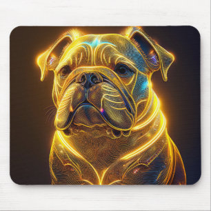 Fantasy-Bild Neon-Gelber Englischer Bulldogge Mousepad