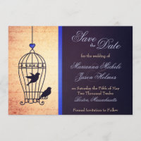 Fantasy Bird Cage mit Blauer Ribbon Save the Date