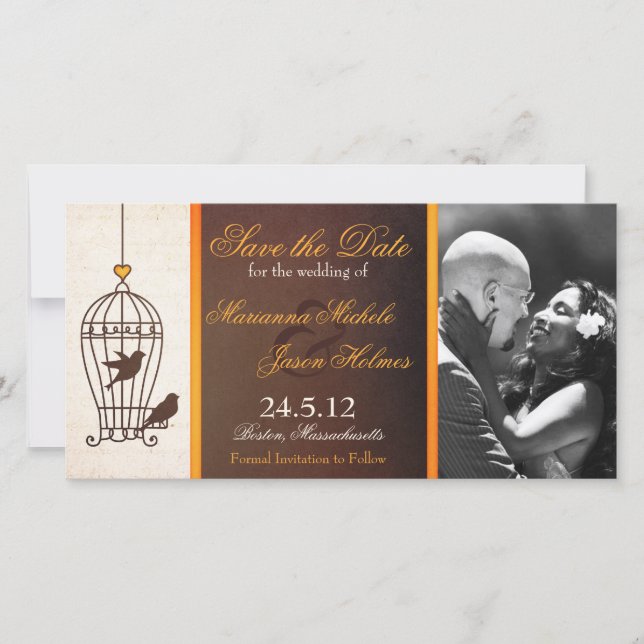 Fantasy Birdcage Herbst Orange Save the Date (Vorderseite)