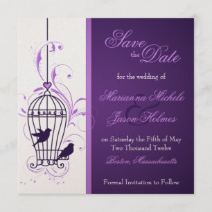 Fantasy Birdcage & Wirbel Eggplant Save the Date